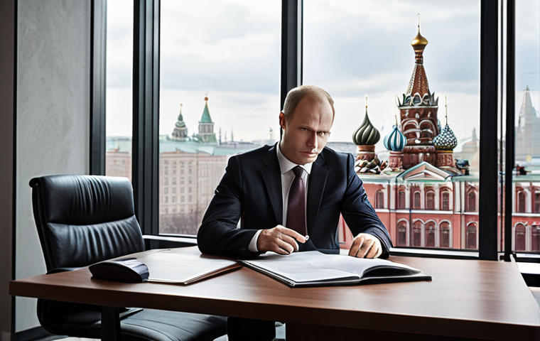 **

A dynamic office setting in Moscow or St. Petersburg. Focus on a confident, experienced IP lawyer reviewing documents with a modern cityscape visible through a large window. The lawyer should be dressed in professional attire. The overall tone is success and expertise in a high-demand field.

**