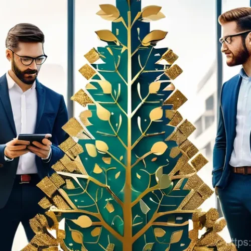 Home 22 지적재산권 전문가 이직 성공 비결 - **"Golden Opportunity in Intellectual Property"**: A vibrant, semi-abstract illustration depicting i...